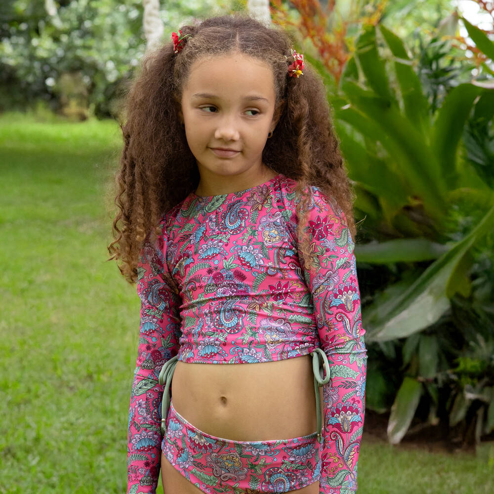 Olga Valentine-Girls Pink Paisley Print Tankini (UPF50+) | Childrensalon Outlet