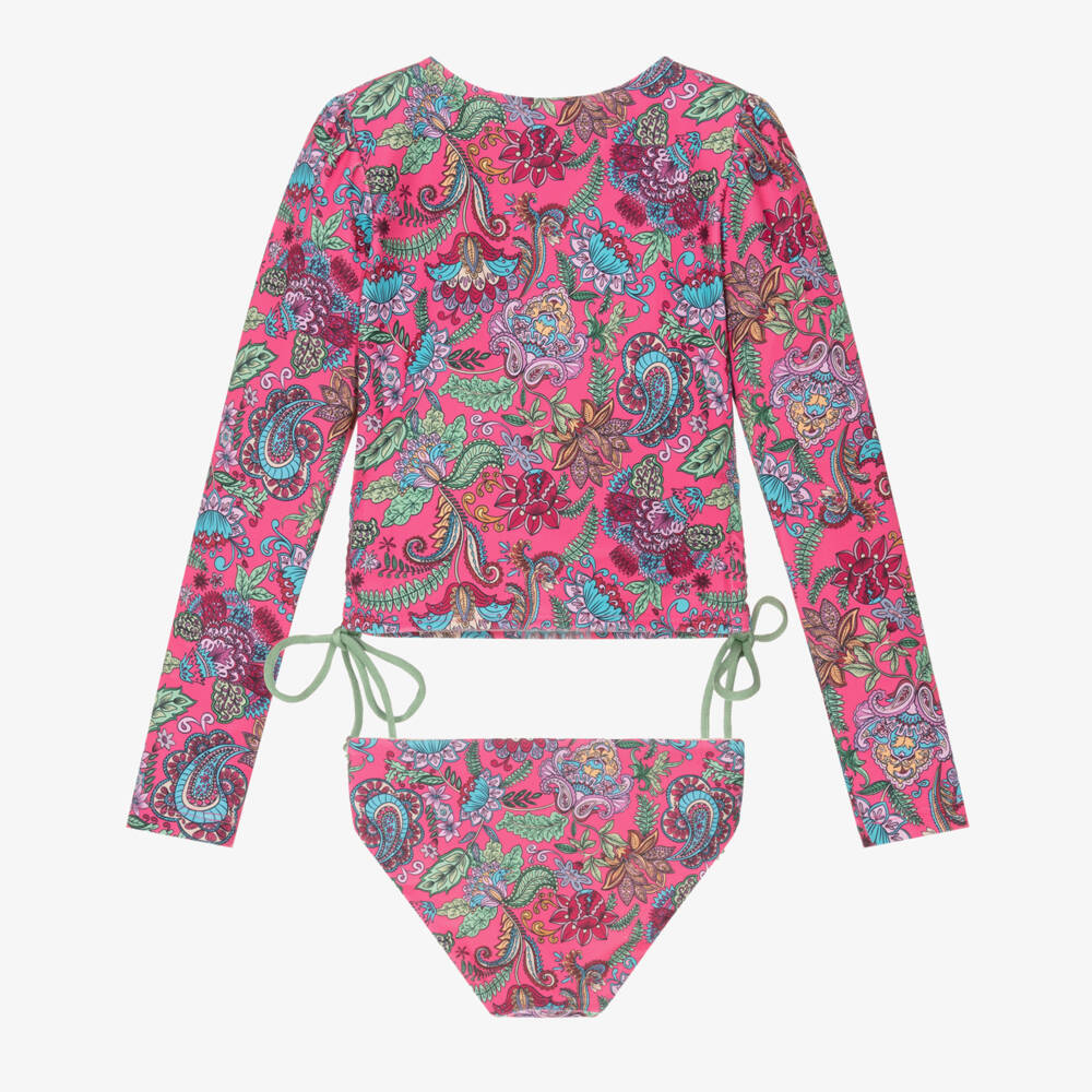Olga Valentine-Girls Pink Paisley Print Tankini (UPF50+) | Childrensalon Outlet