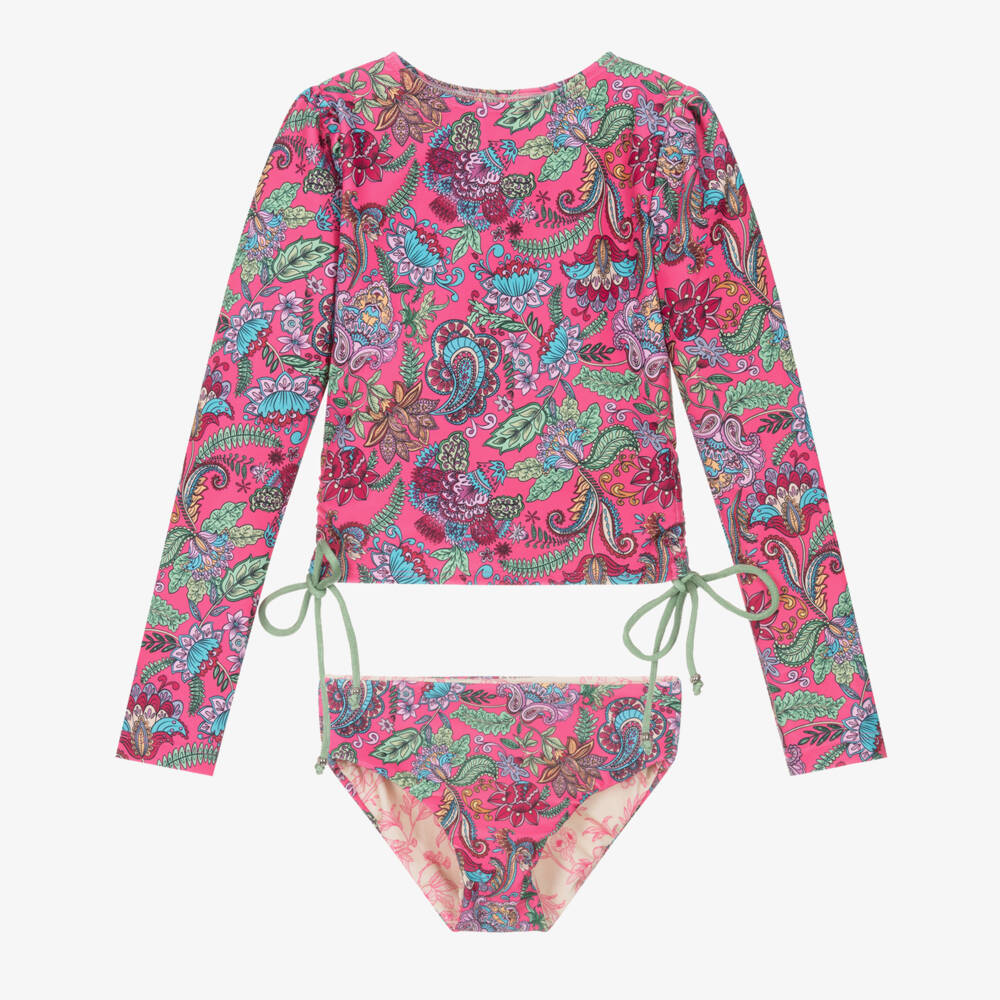 Olga Valentine-Girls Pink Paisley Print Tankini (UPF50+) | Childrensalon Outlet