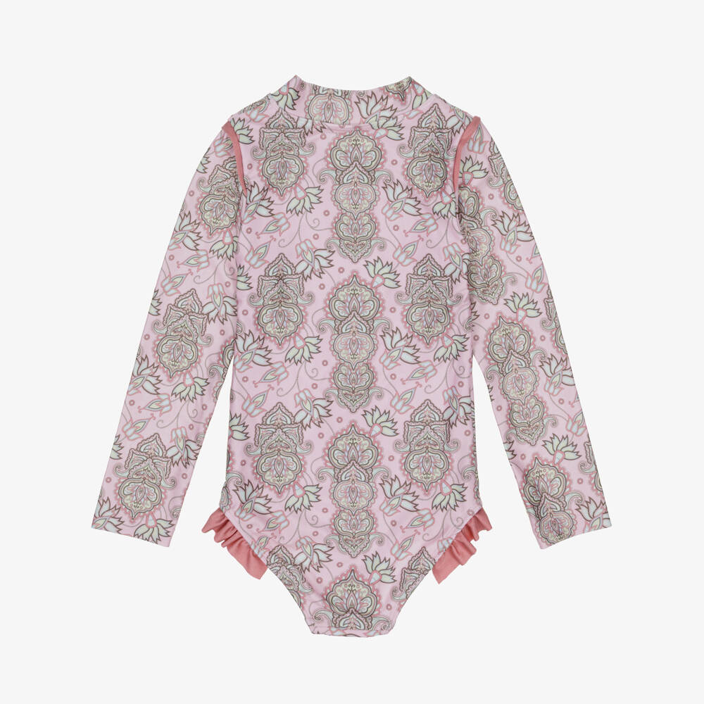 Olga Valentine-مايوه بنقشة بيزلي لون زهري للبنات (UPF50+) | Childrensalon Outlet