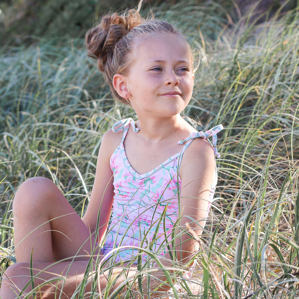 Olga Valentine-Girls Pink Swimsuit (UPF50+) | Childrensalon Outlet