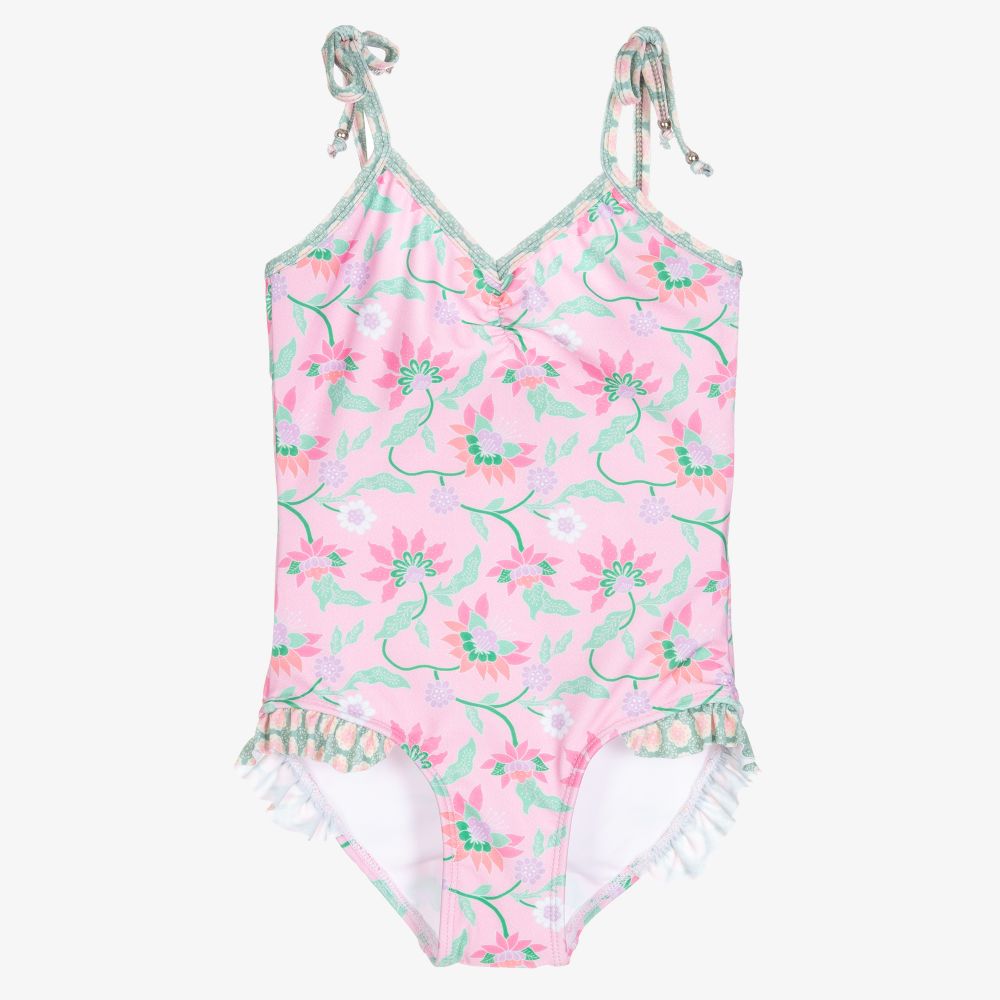 Olga Valentine - Girls Pink Swimsuit (UPF50+) | Childrensalon