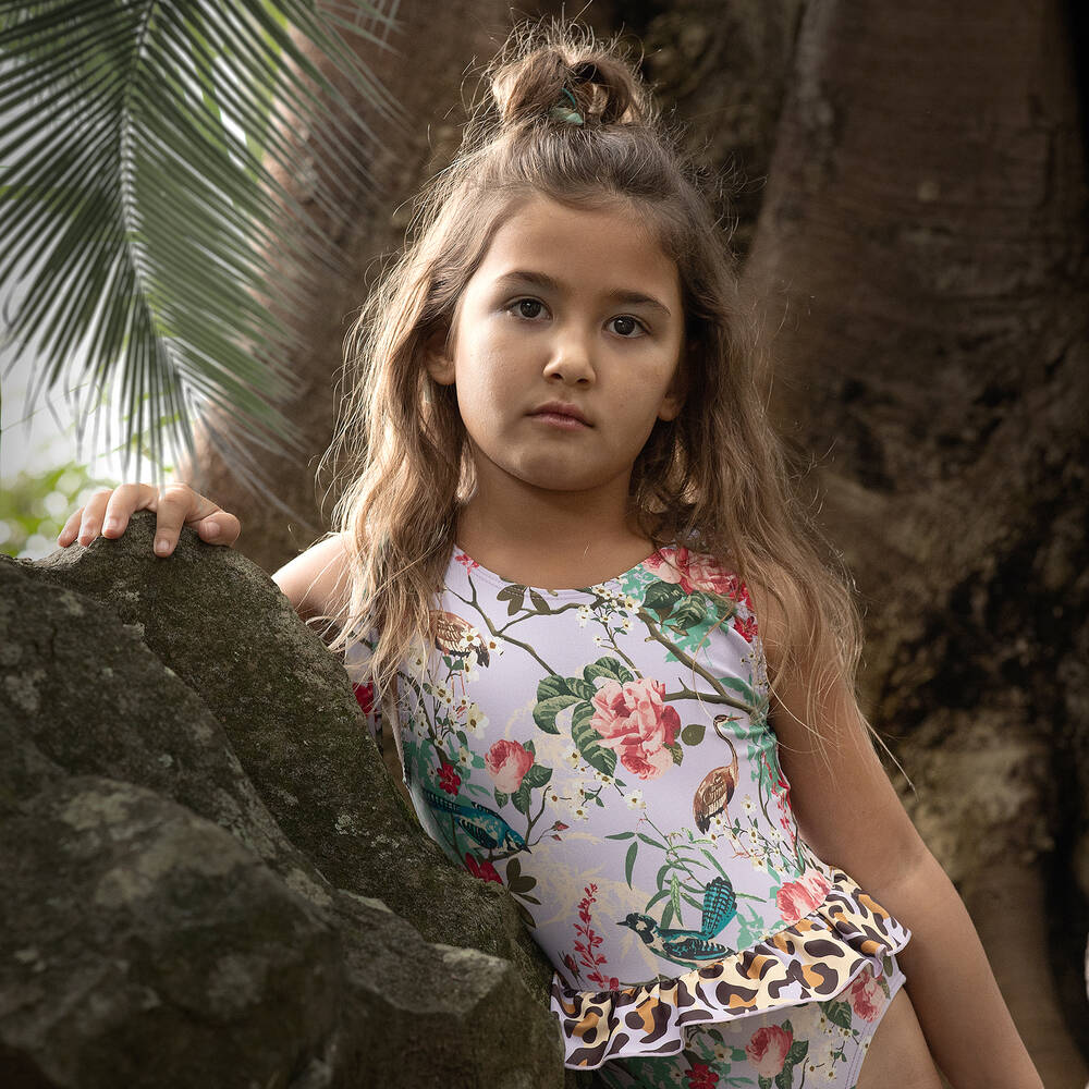 Olga Valentine-مايّو لون بنفسجي بطبعة ورود للبنات (UPF50+) | Childrensalon Outlet