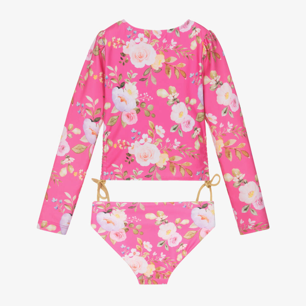 Olga Valentine-طقم سباحة وردي مزهر للبنات UPF50+ | Childrensalon Outlet