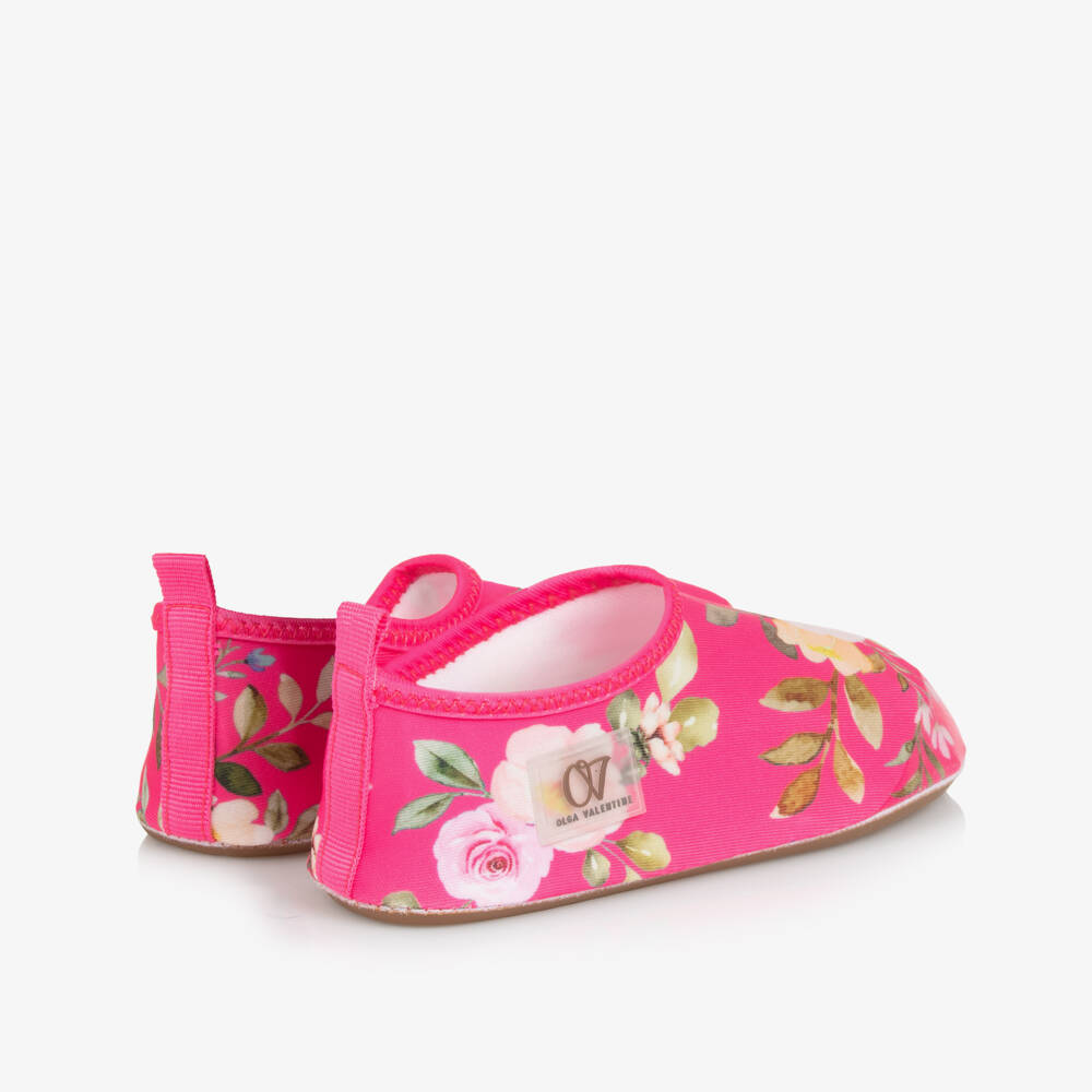 Olga Valentine-Girls Vibrant Pink Floral Swim Shoes | Childrensalon Outlet