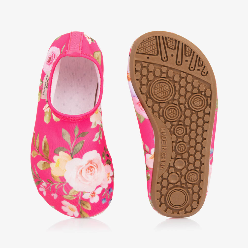 Olga Valentine-Girls Vibrant Pink Floral Swim Shoes | Childrensalon Outlet