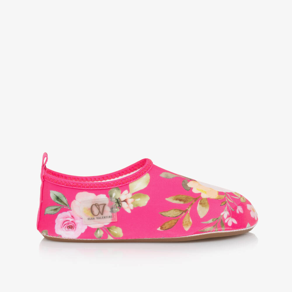 Olga Valentine-Girls Vibrant Pink Floral Swim Shoes | Childrensalon Outlet