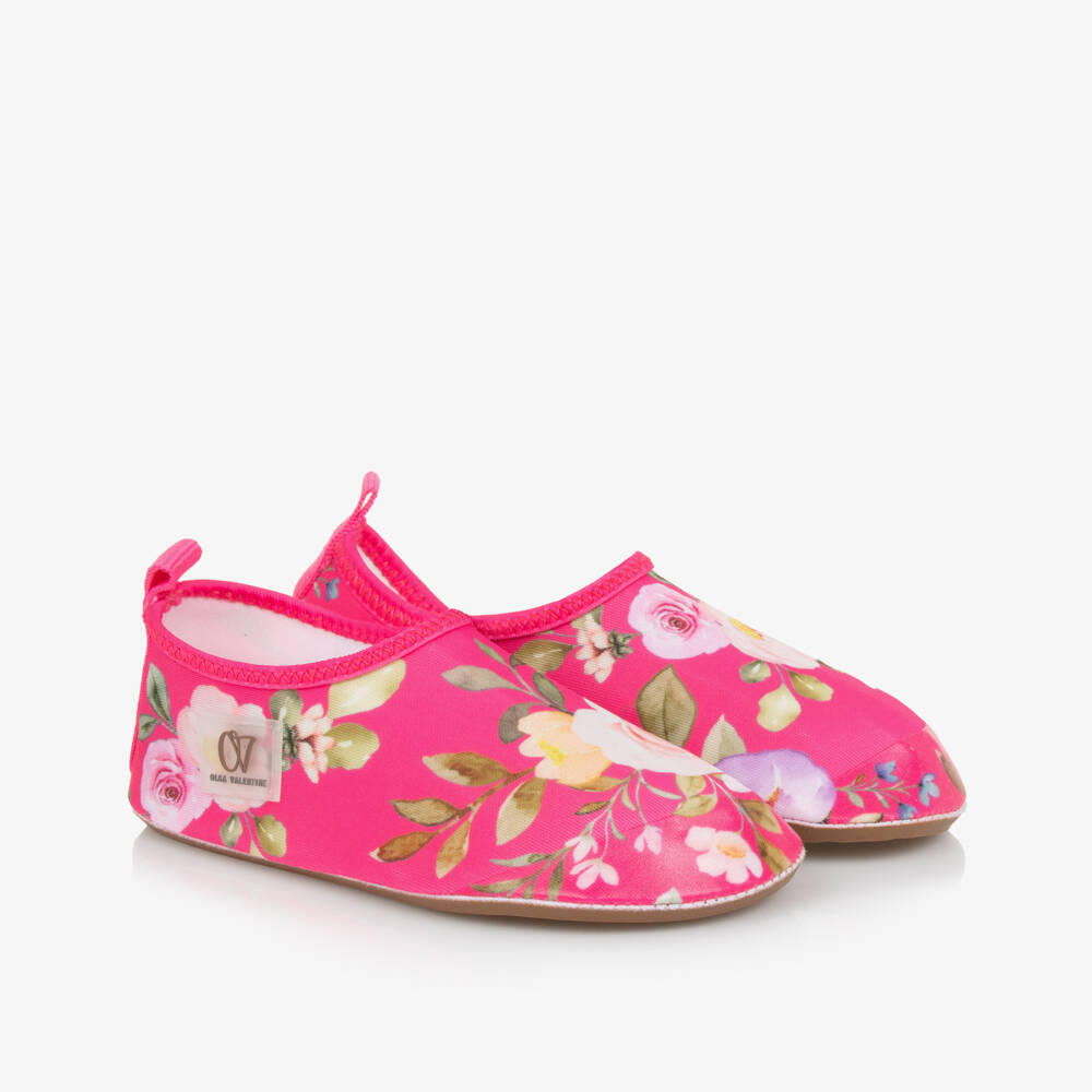Olga Valentine-Girls Vibrant Pink Floral Swim Shoes | Childrensalon Outlet