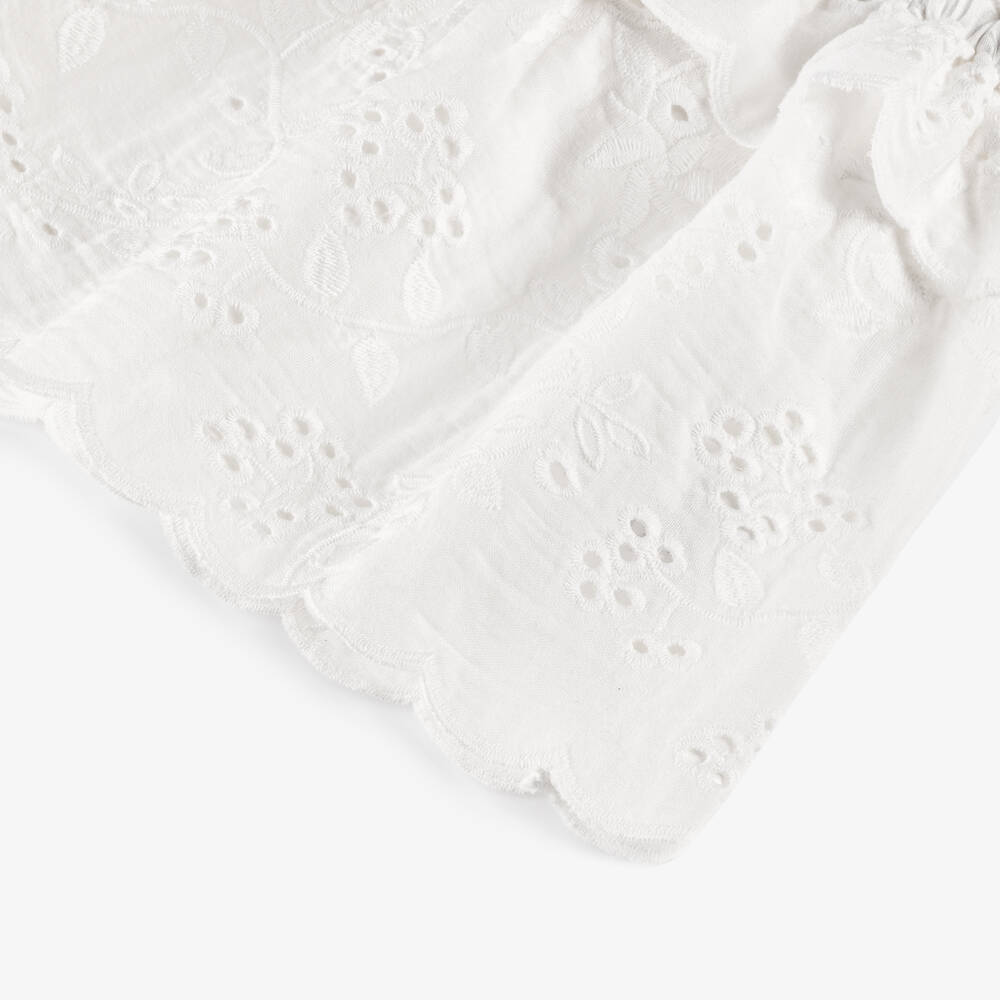 Olga Valentine-Girls White Cotton Broderie Anglaise Top | Childrensalon Outlet
