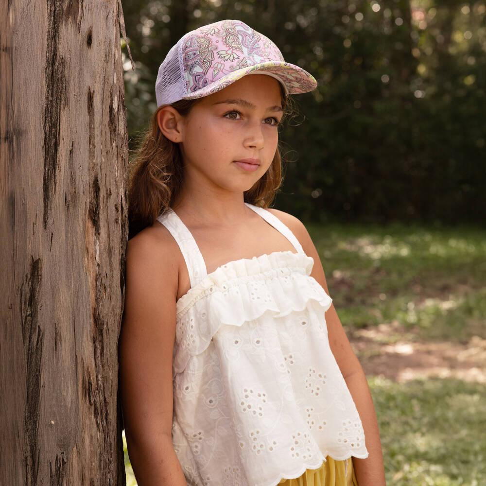 Olga Valentine-Girls White Cotton Broderie Anglaise Top | Childrensalon Outlet