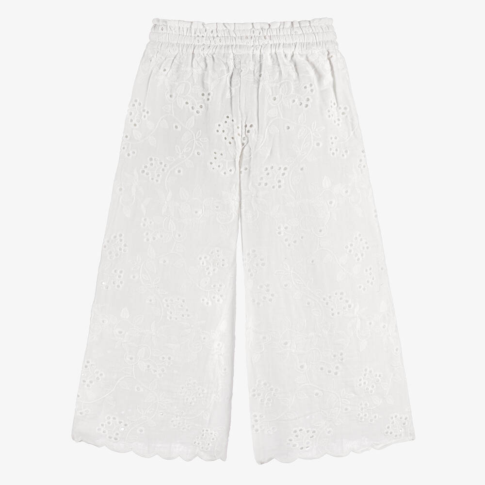 Olga Valentine-بنطلون برودرب انجليز لون أبيض | Childrensalon Outlet
