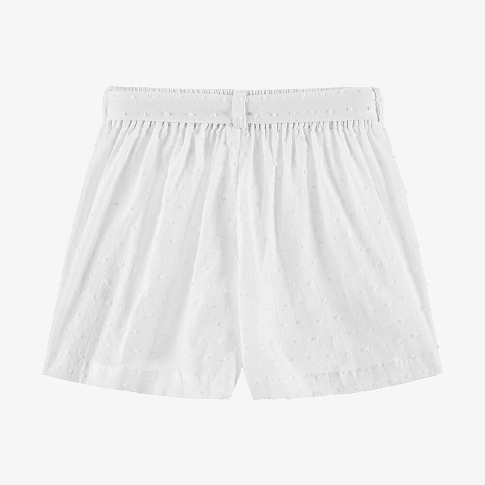 Olga Valentine-Girls White Cotton Plumetis Shorts | Childrensalon Outlet