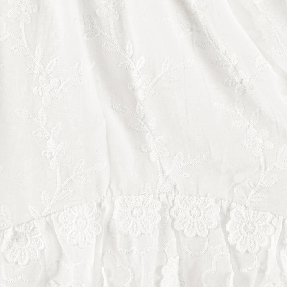 Olga Valentine-Girls White Floral Embroidered High-Low Dress | Childrensalon Outlet