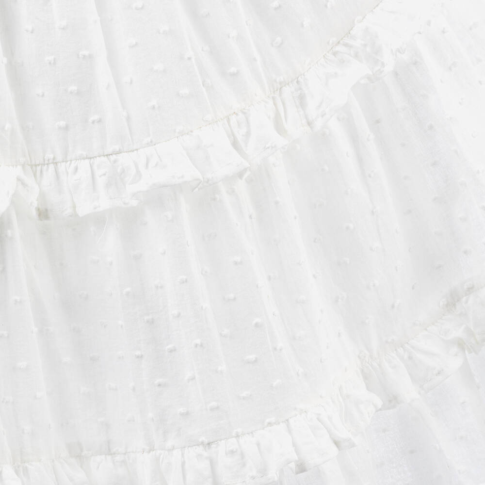 Olga Valentine-فستان بطبقات قطن بلوميتي لون أبيض | Childrensalon Outlet