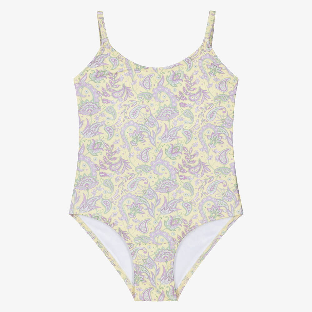 Olga Valentine-Girls Yellow & Purple Paisley Swimsuit | Childrensalon Outlet