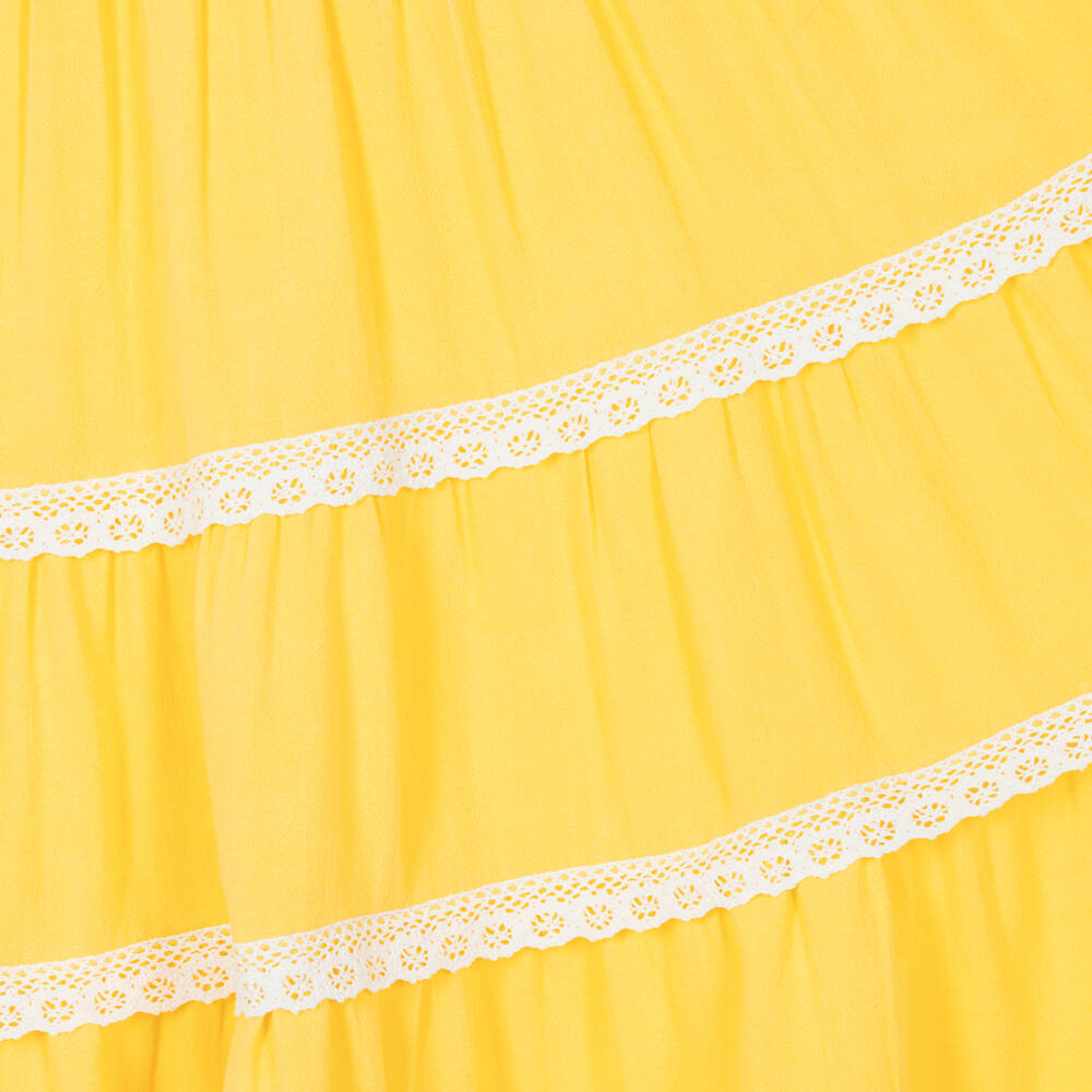 Olga Valentine-Girls Yellow Sun Dress with Shoulder Ties | Childrensalon Outlet