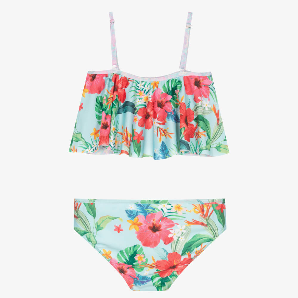 Olga Valentine-مايو بيكيني لون زهري بطبعة ورود (UPF50+) | Childrensalon Outlet