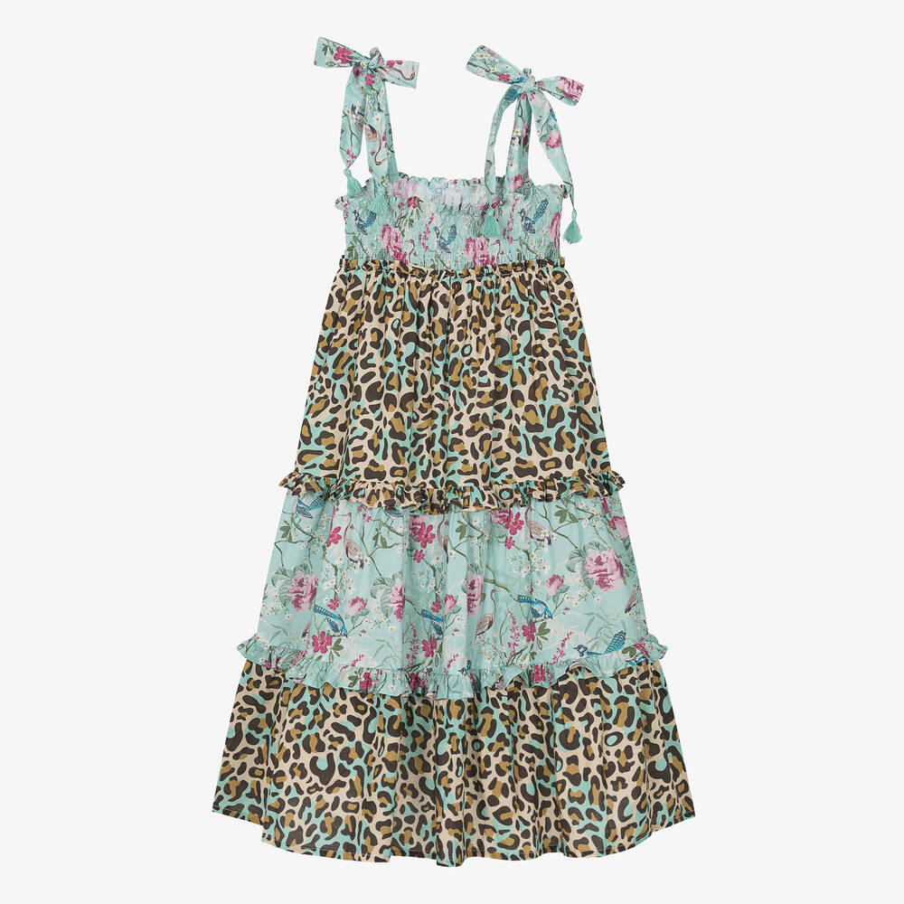 Olga Valentine-Teen Girls Blue Floral Cotton Dress | Childrensalon Outlet