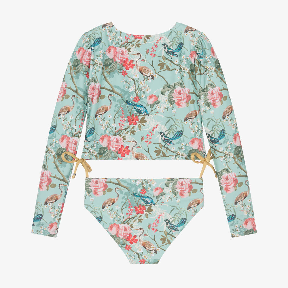 Olga Valentine-Teen Girls Green Floral Tankini (UPF50+) | Childrensalon Outlet