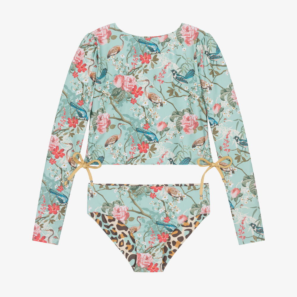 Olga Valentine-Teen Girls Green Floral Tankini (UPF50+) | Childrensalon Outlet