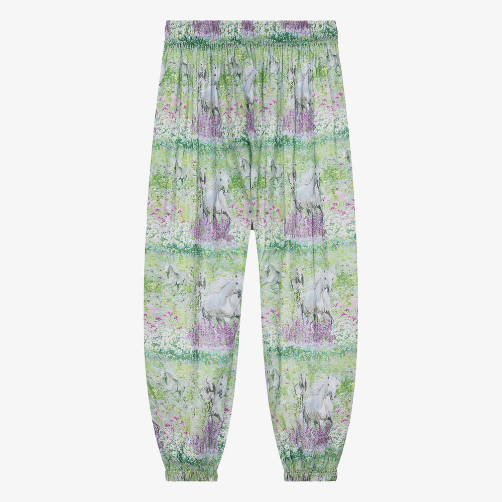 Olga Valentine-Зеленые хлопковые брюки с лошадями для девочек-подростков | Childrensalon Outlet