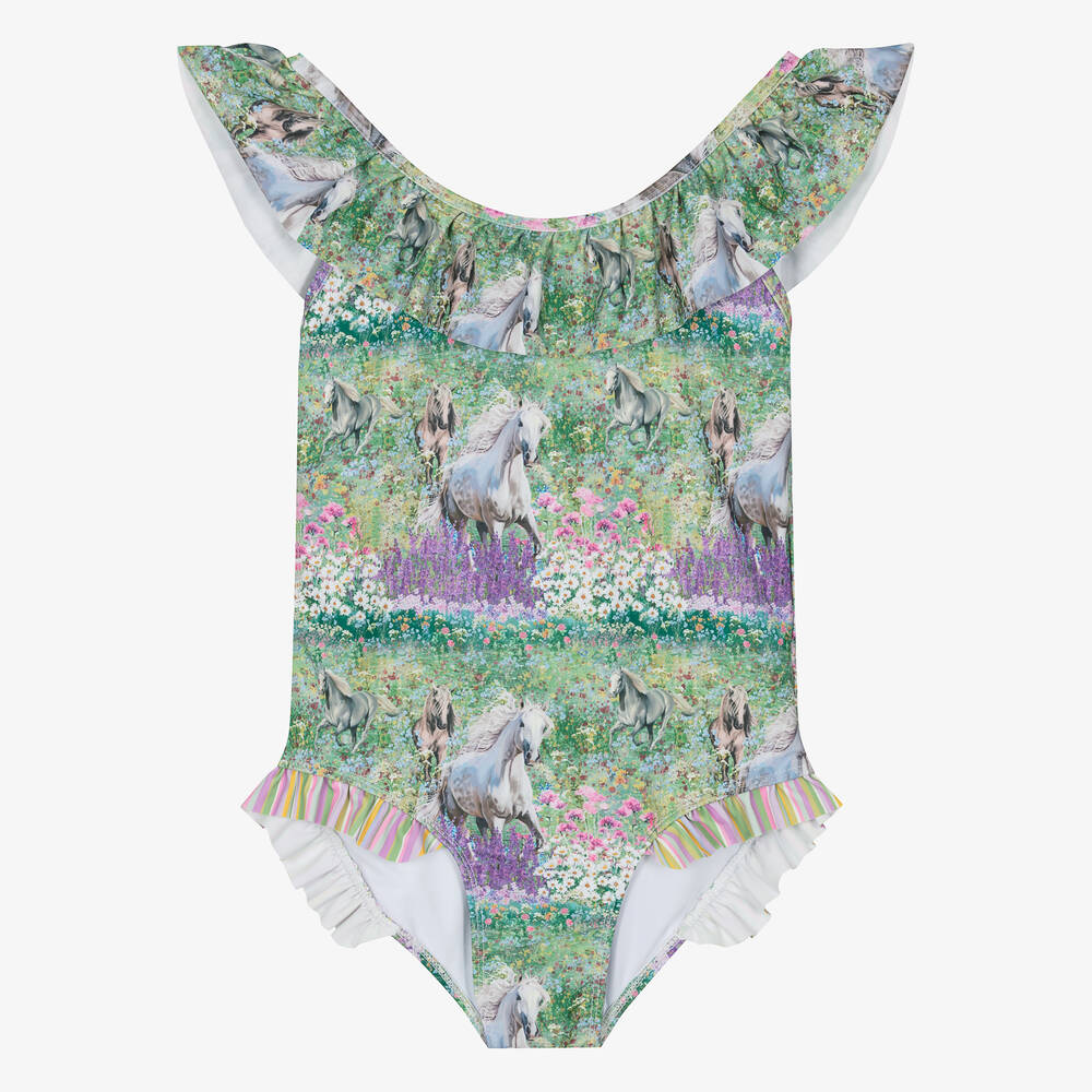 Olga Valentine-Teen Girls Green & Purple Swimsuit (UPF50+) | Childrensalon Outlet