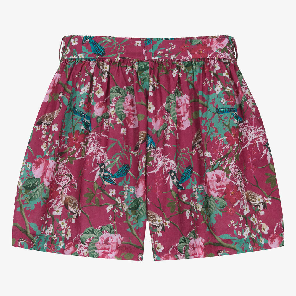 Olga Valentine-Teen Girls Pink Floral & Leopard Cotton Shorts | Childrensalon Outlet