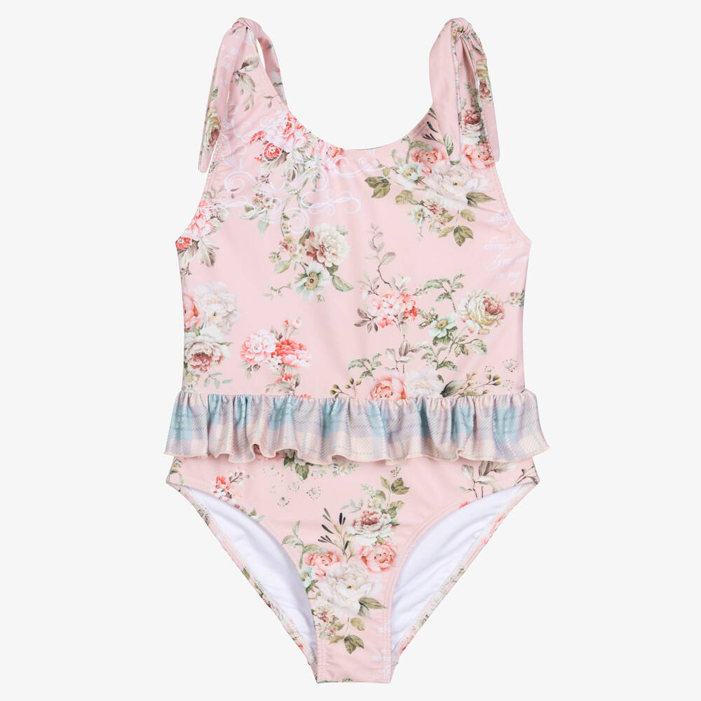 Olga Valentine - Teen Girls Pink Floral Swimsuit (UPF50+) | Childrensalon