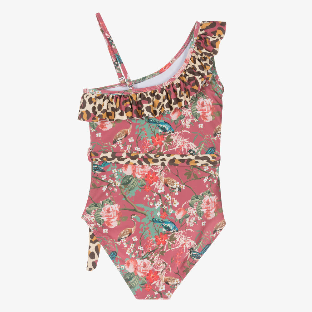 Olga Valentine-Teen Girls Pink One Shoulder Swimsuit (UPF50+) | Childrensalon Outlet