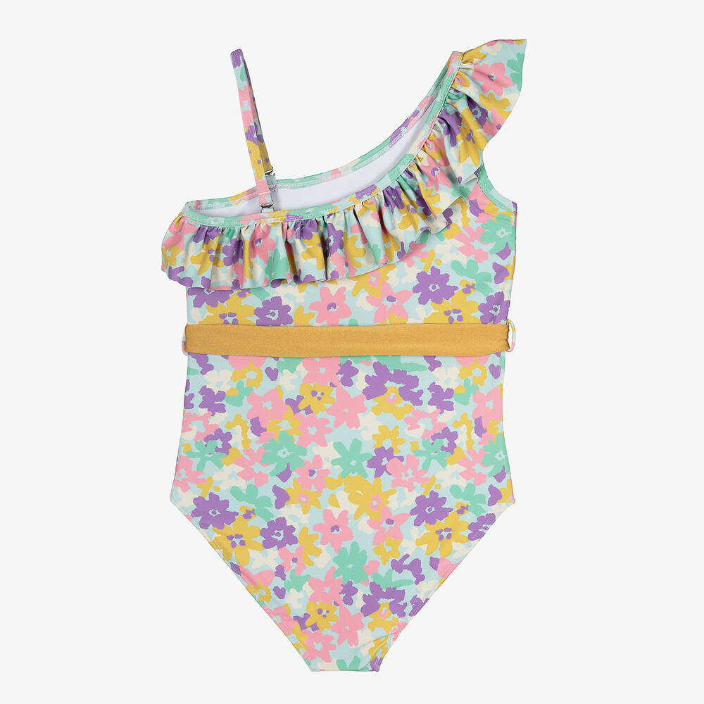 Olga Valentine-Teen Girls Turquoise Blue Asymmetric Swimsuit (UPF50+) | Childrensalon Outlet