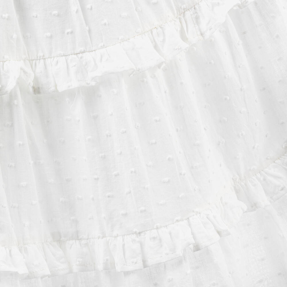 Olga Valentine-Teen Girls White Plumeti Cotton Tiered Dress | Childrensalon Outlet