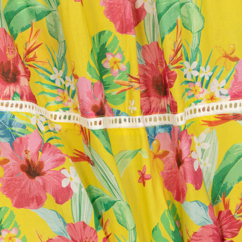Olga Valentine-Teen Girls Yellow Floral Cotton Dress | Childrensalon Outlet