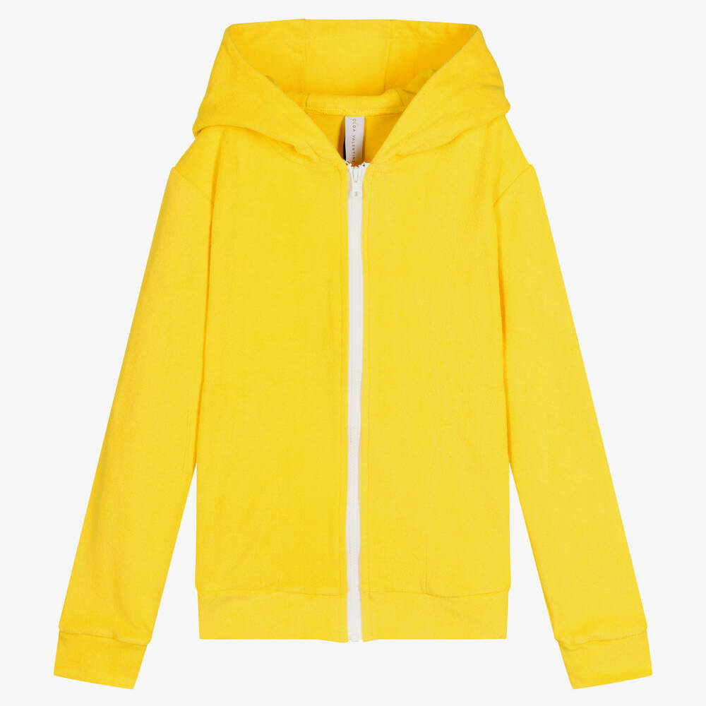 Olga Valentine - Teen Girls Yellow Terry Towelling Zip-Up Hoodie | Childrensalon