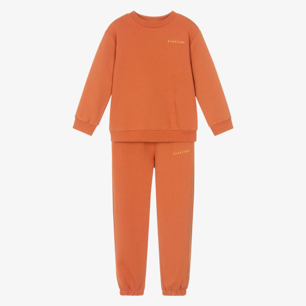 Roarsome-Orange Organic Cotton Jersey Cub the Lion Tracksuit | Childrensalon Outlet