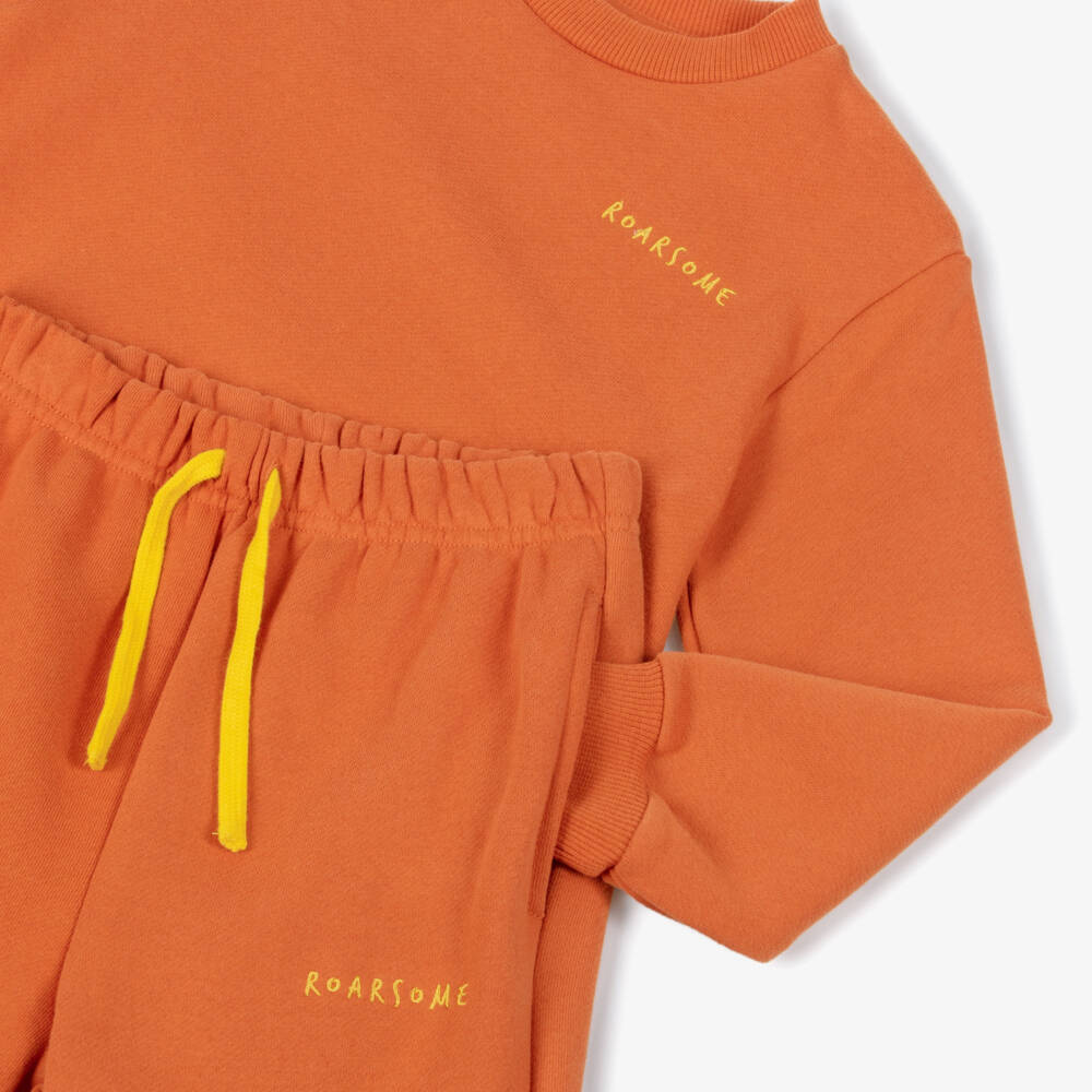 Roarsome-Orange Organic Cotton Jersey Cub the Lion Tracksuit | Childrensalon Outlet