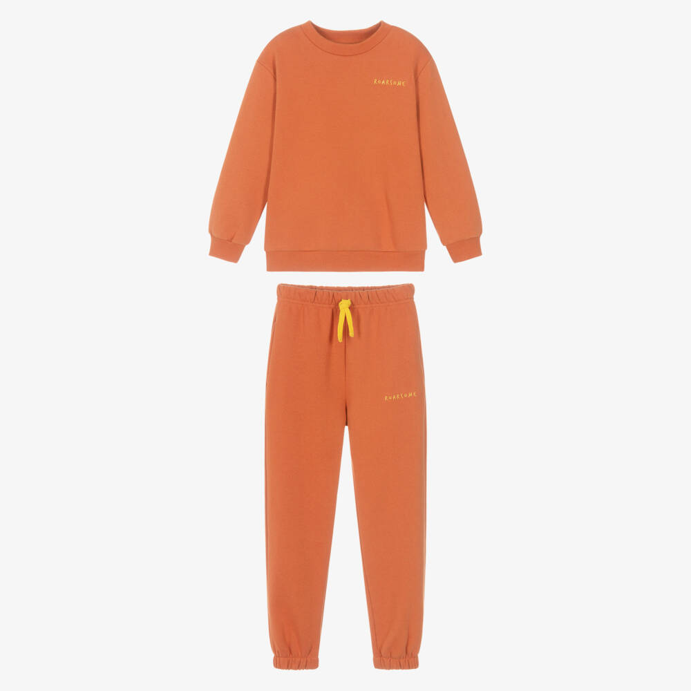 Roarsome-Orange Organic Cotton Jersey Cub the Lion Tracksuit | Childrensalon Outlet