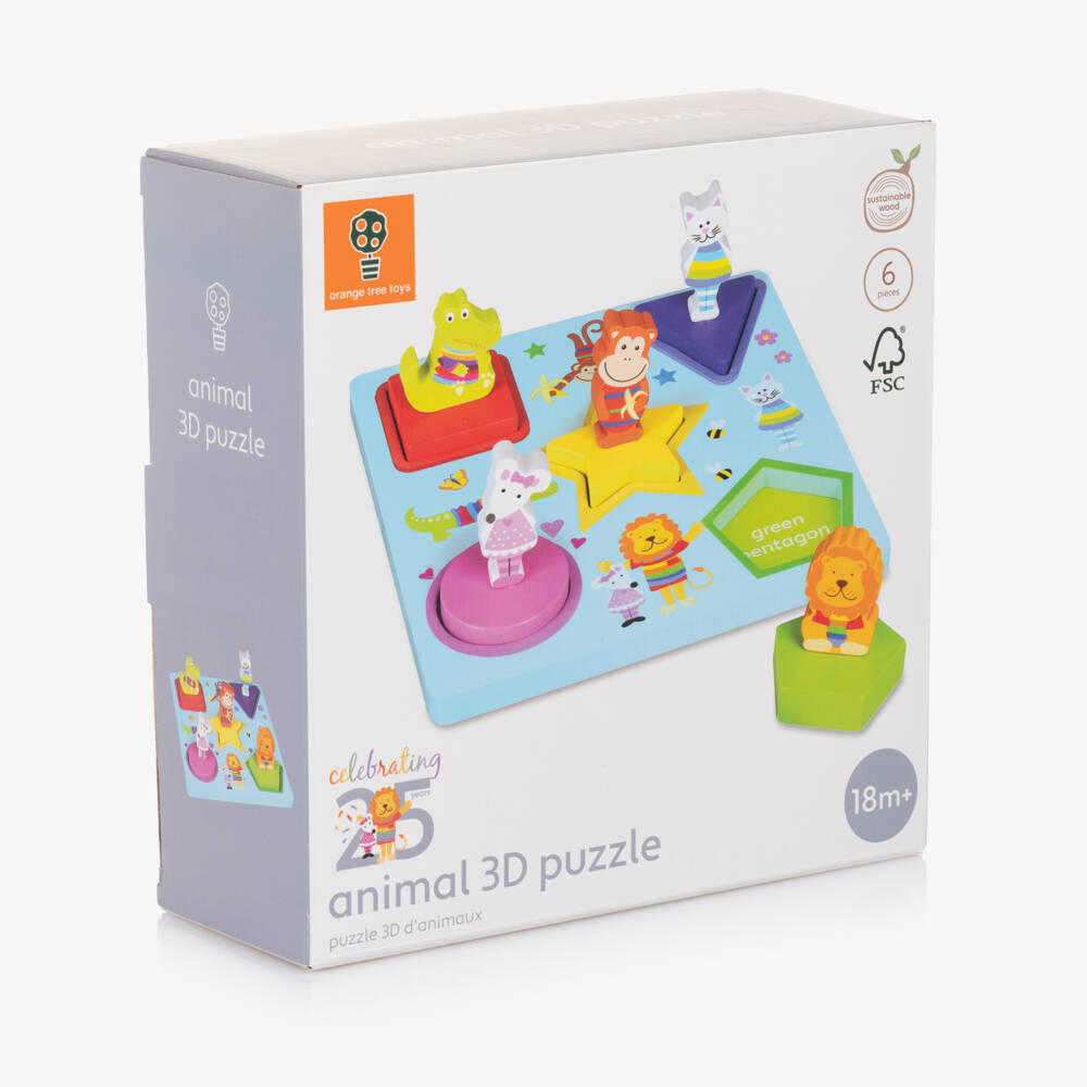 Orange Tree Toys-Animal 3D Wooden Puzzle (19cm) | Childrensalon Outlet