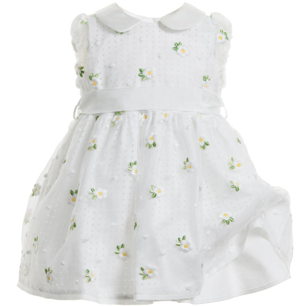 Monnalisa Chic-Organza Daisy Embroidered Dress | Childrensalon Outlet