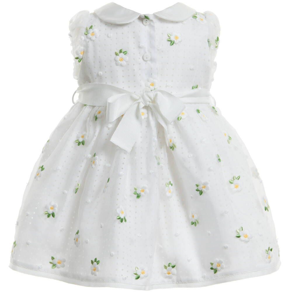 Monnalisa Chic-Organza Daisy Embroidered Dress | Childrensalon Outlet