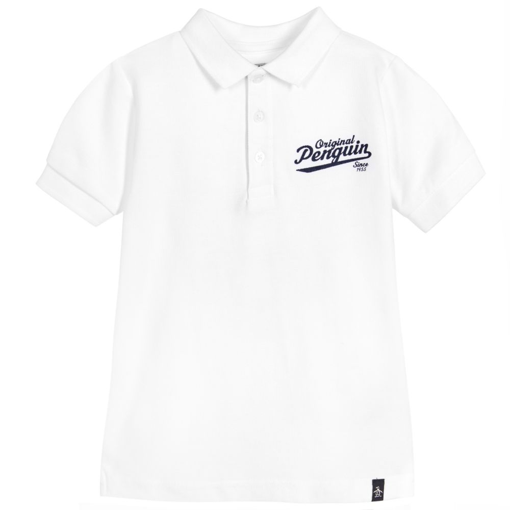 Original Penguin - Boys White Piqué Polo Shirt | Childrensalon