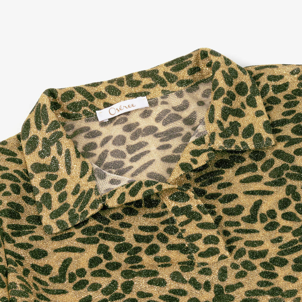 Oséree-Girls Gold Leopard Print Lumiére Shirt | Childrensalon Outlet