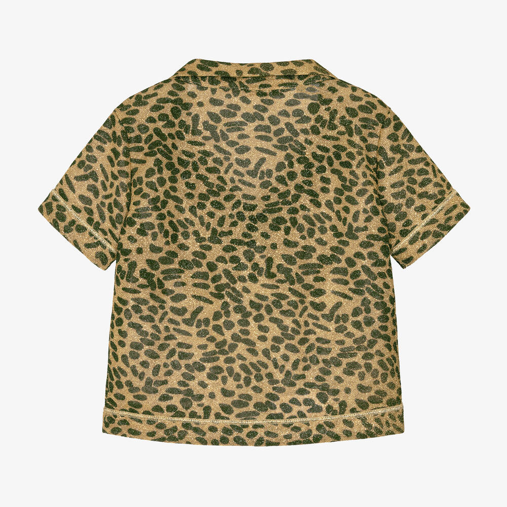 Oséree-Girls Gold Leopard Print Lumiére Shirt | Childrensalon Outlet