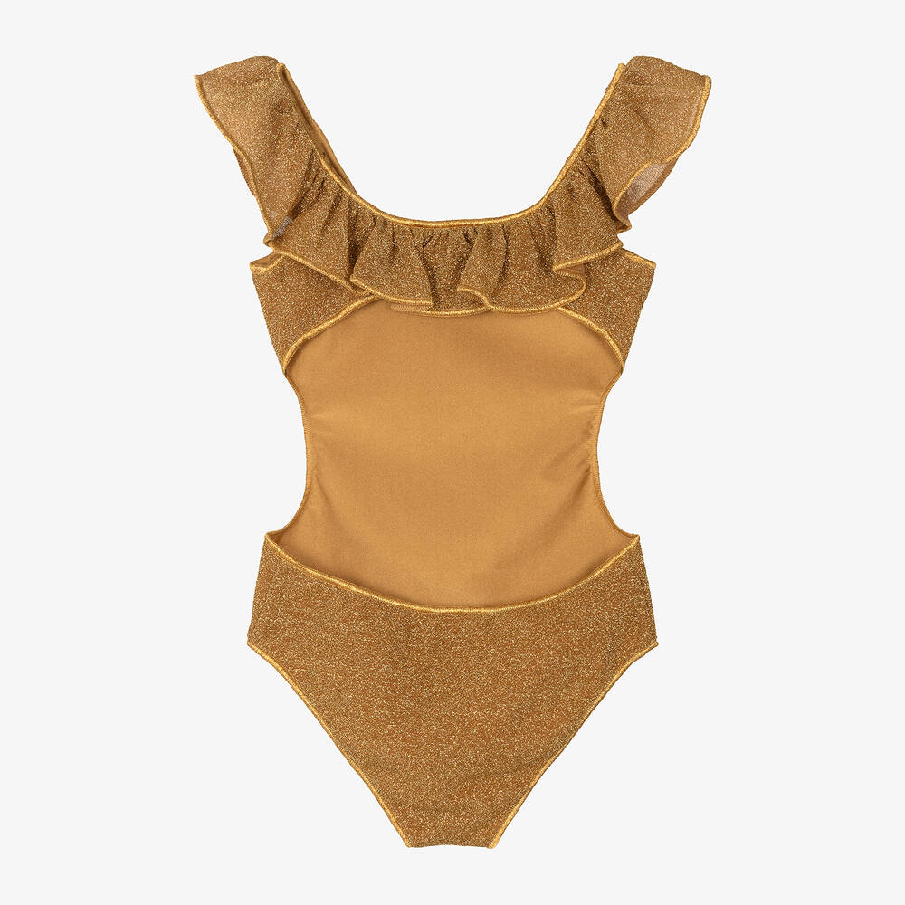 Girls gold swimsuit clearance