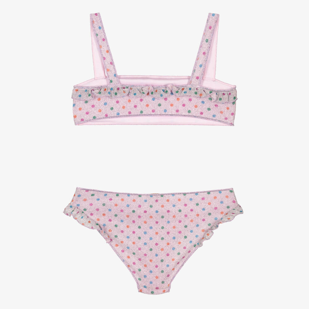 Oséree-Girls Lilac Pink Lumiére Rainbow Polka Dot Bikini | Childrensalon Outlet