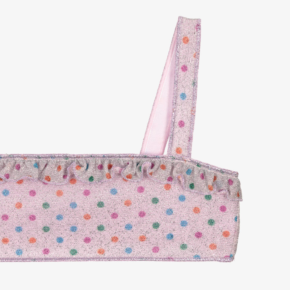 Oséree-Girls Lilac Pink Lumiére Rainbow Polka Dot Bikini | Childrensalon Outlet
