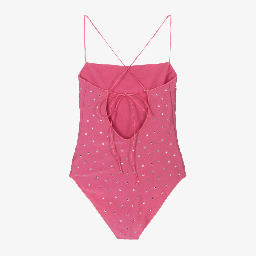 Oseree Girls Pink Diamante Swimsuit