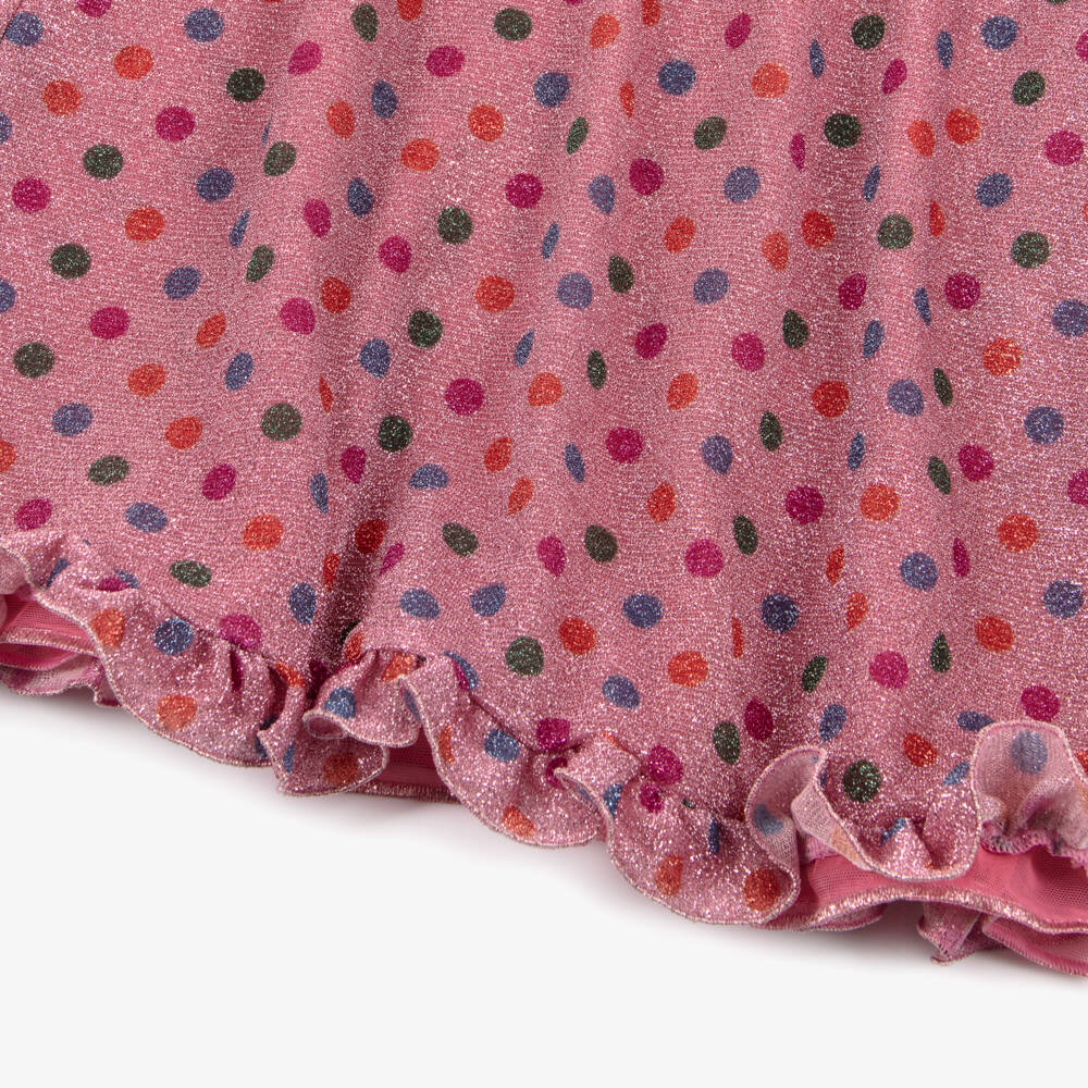 Oséree-Girls Pink Lumiére Rainbow Polka Dot Ruffle Dress | Childrensalon Outlet