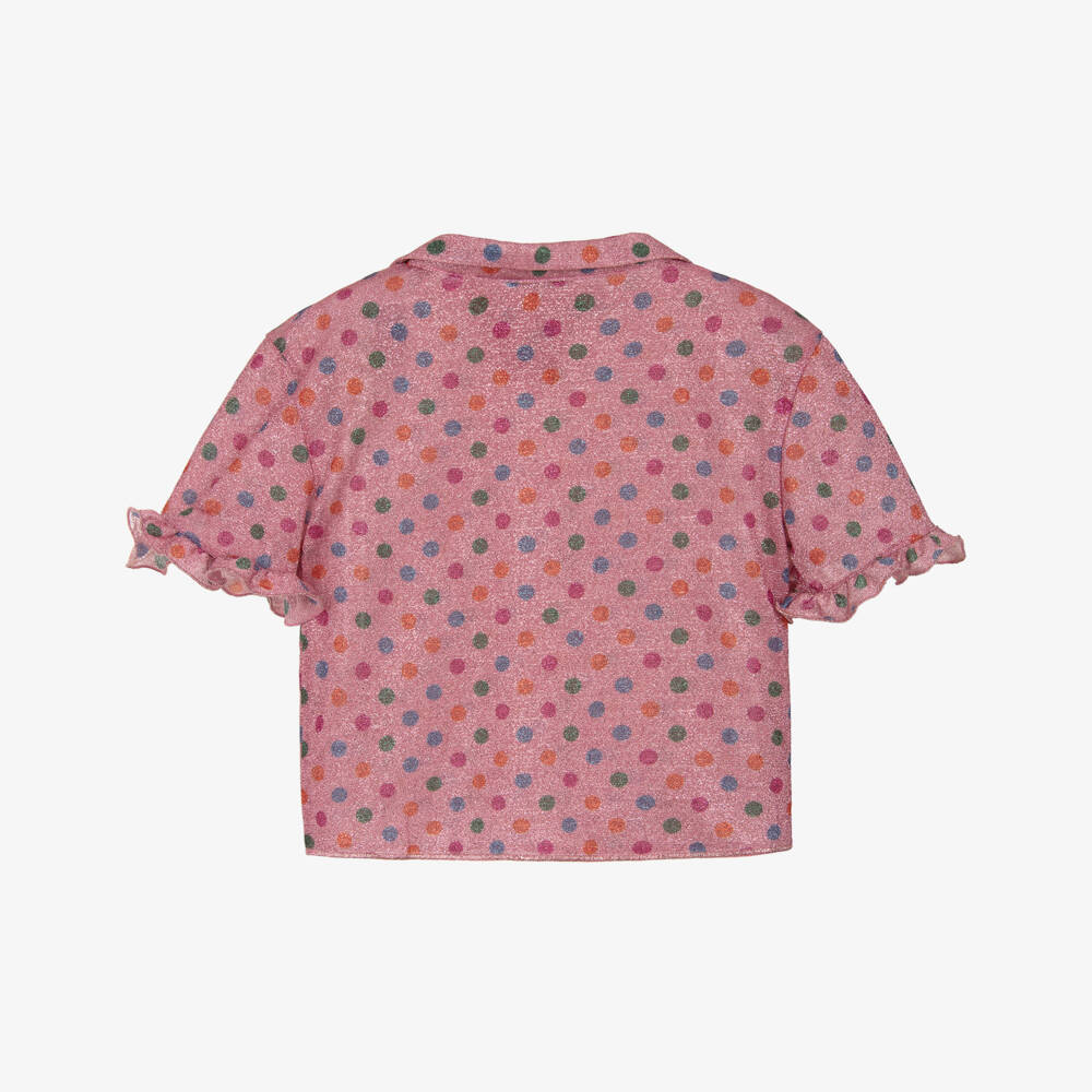 Oséree-Girls Pink Lumiére Rainbow Polka Dot Shirt | Childrensalon Outlet