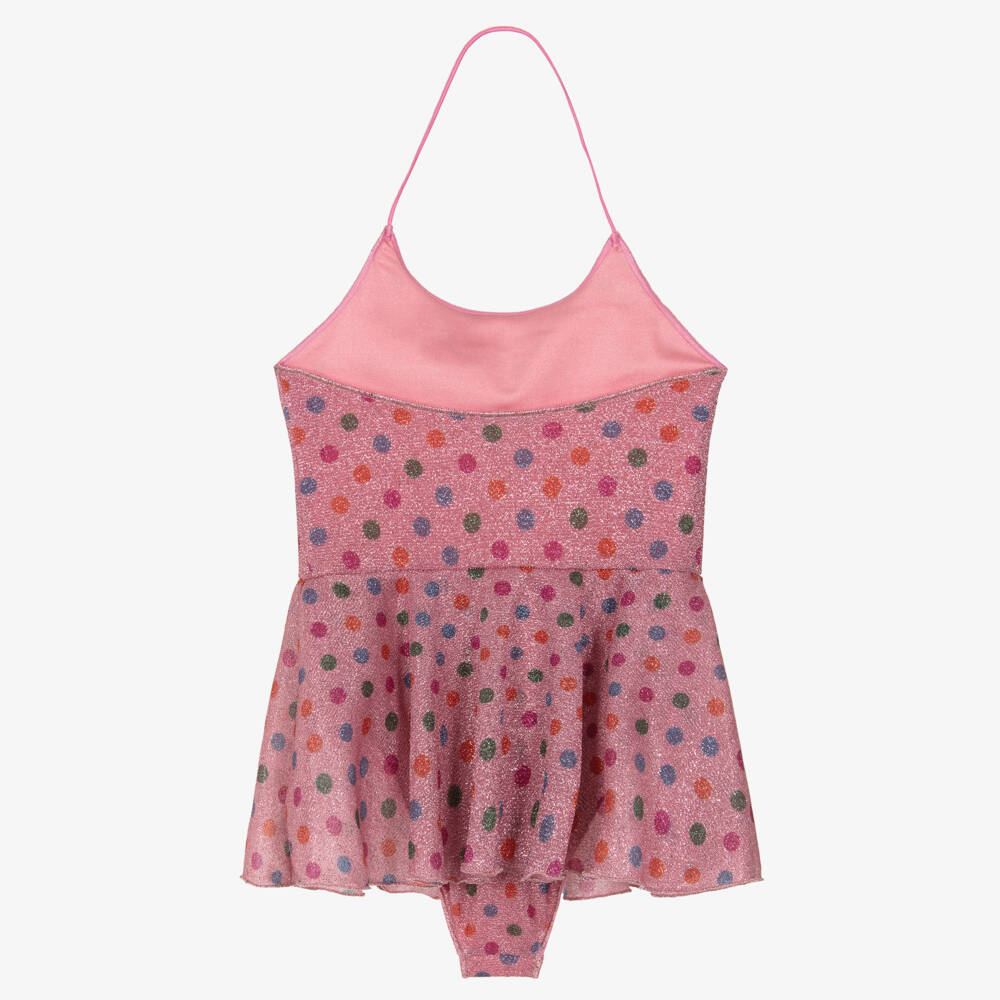 Oséree-Girls Pink Lumiére Rainbow Polka Dot Swimsuit | Childrensalon Outlet