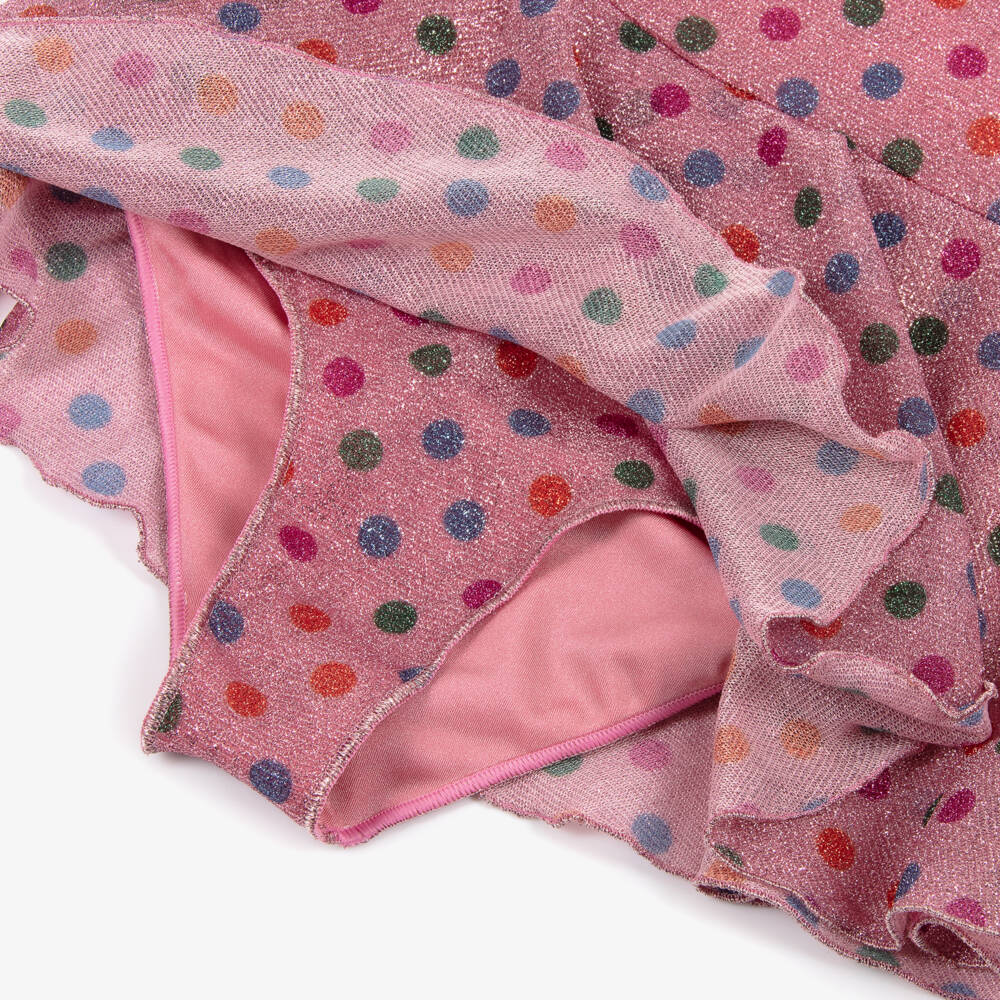 Oséree-Girls Pink Lumiére Rainbow Polka Dot Swimsuit | Childrensalon Outlet